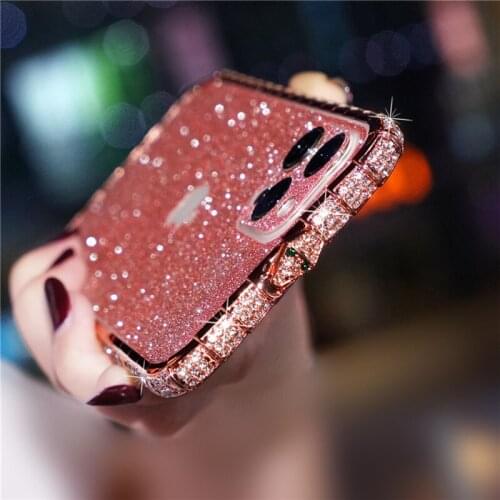 Glitter Diamond Phone Case For iPhone 12 Pro 12 Pro Max Case Rhinestone Metal Bumper Cover for iphone 6 7 8 Plus X Xr 11 Pro Max