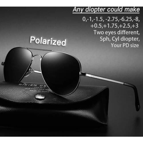 Myopia sunglasses diopter Polarized oversize prescription aviation sun glasses for nearsighted men women SPH CYL myopic shades