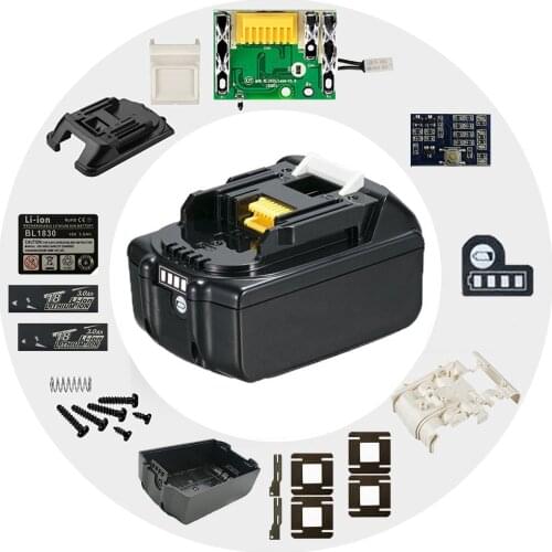 Dawupine Li-ion Battery Case Box Charging Protection Circuit Board For MAKITA 18V BL1830 3.0Ah 6.0Ah LED Battery Indicator