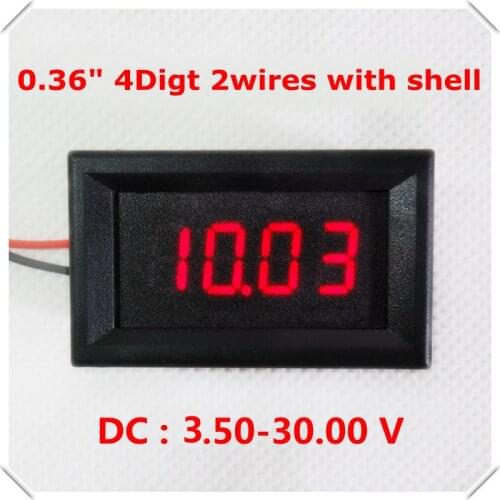RD 0.36" Digital Voltmeter DC 3.50-30.00V 4 digit 2 wires with shell Voltage car Panel Meter LED Color display [ 4 pcs / lot]