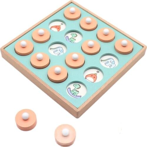 Children Party Board Games Wooden Memory Chess Pieces Cartoon Animals Hand Training Intelligence Development Toys for Kids Baby
