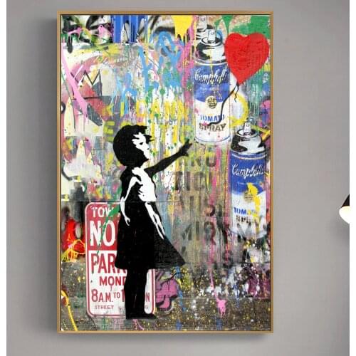 Girl Chasing Balloons Street Art Canvas Paintings On The Wall Art Posters And Prints Graffiti Art Pictures Kids Room Wall Decor