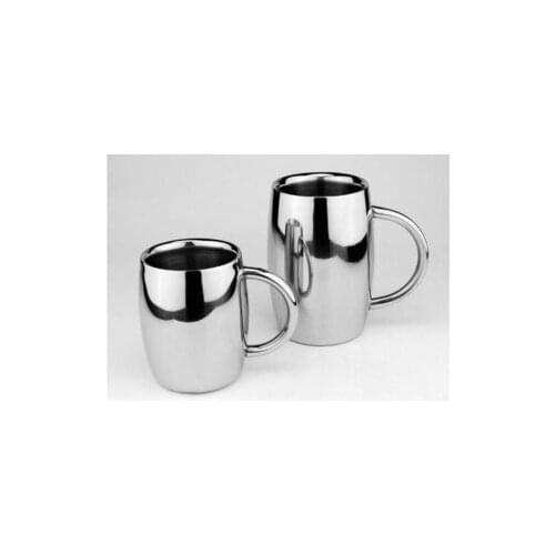 Double layer stainless steel beer mug quality glass anti hot tea cup coffee cup 500ml