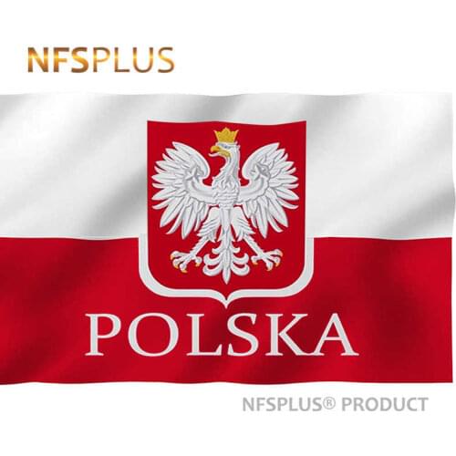 Poland Flag POLSKA 90x150cm Polyester Eagle Printed 2 Brass Grommets Hanging Decorative National Polish Flags and Banners