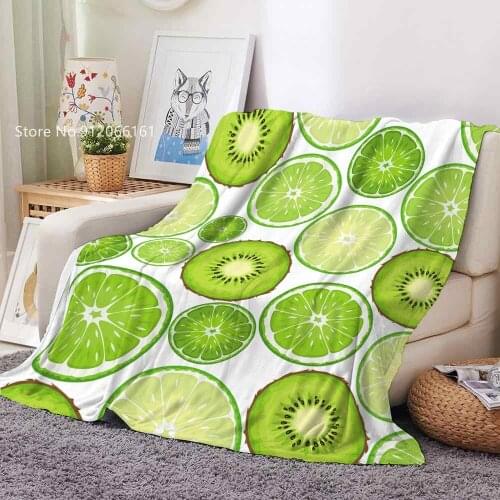 Lemon Banana Flannel Blanket 3D Print Blueberry Throw Blanket Lovely Cartoon Happy Napper For Bedroom Sofa Soft Fleece Blanket