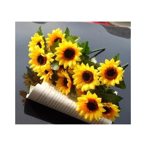 Hot sell display flower real touch non-polluting sun flower Artificial Flower Simulation Wedding or Home Decorative Flower
