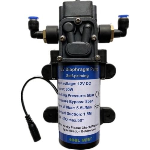 H37 Garden Water Spray Mist Pump 12V Electric DC Misting Pump Water Pump 60W 5.5L/Min Sprayer for Car Washer & Patio Mist System