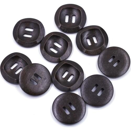 Round Dark Coffee Wood Sewing Buttons 2 Holes Wooden Scrapbook Crafts Knitting Making 30mm Dia. For Coat Jacket Sweater Apparel
