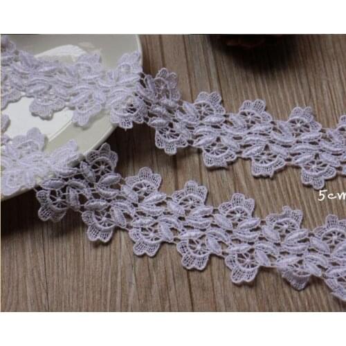 10 meters/lot 5cm Width Novelty DIY lace Fabric..White Water soluble hollow out lace /clothing materials lace DIY Accessories