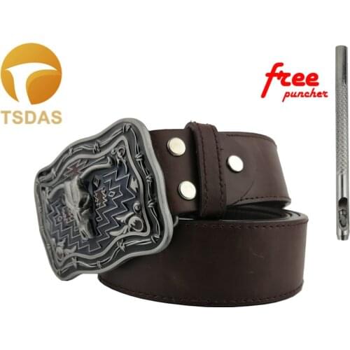 Antique Silver Western Cow Head Metal Belt Buckle Cowboy Retro Styling Buckle