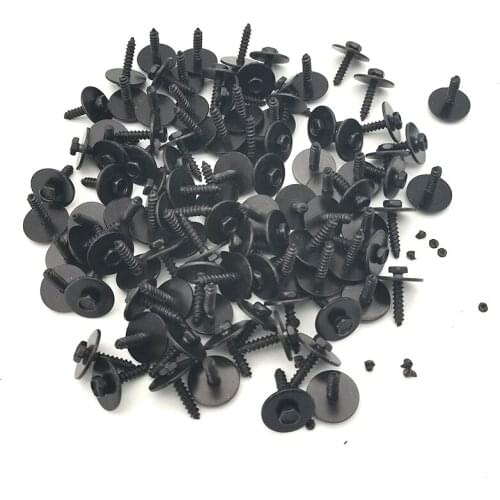 100pcs Car Body Fender Metal Screws Bumper Moulding Retainer Clips Bolts