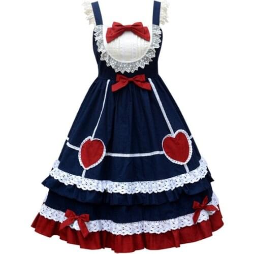 Sweet Lolita Dress Little Pudding Design Womens Layered Cosplay Costume JSK Dress for Girl D527