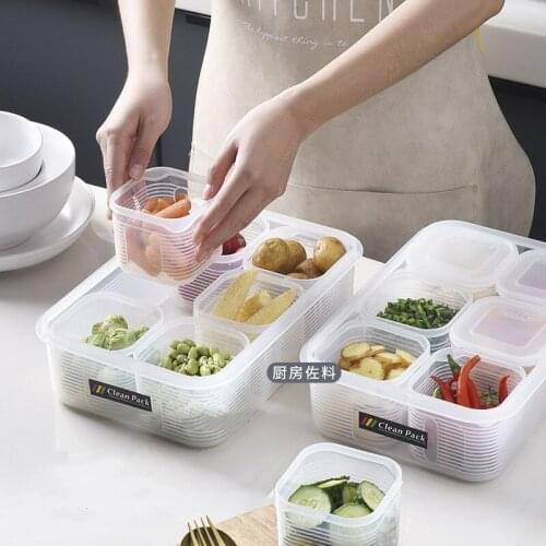 Kitchen Storage Box Refrigerator Storage Seasoning Garlic Supplement Food Organizer Plastic Sealed Box Compartment Crisper boxs