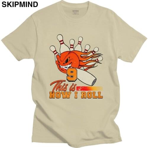 Fashion Funny Bowling Roll T Shirt Men O-neck Short Sleeved Retro Bowler Graphic Tee 100% Cotton Regular Fit T-shirt Merchandise