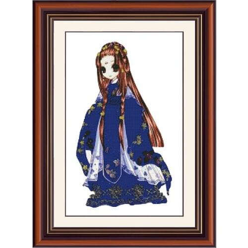 Home Handmade Embroidery Precision Printing Sewing A543 Chinese Style Classic Beauty Character Fishxx Cross Stitch Kit