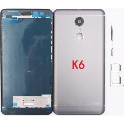 BaanSam New Front Frame Battery Door Back Cover Housing Case For Lenovo K6 K33a48 With Power Volume Buttons+SIM Card Tray