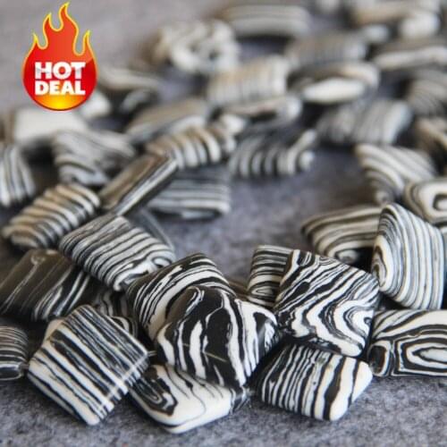 New For Necklace&Bracelet 13mm Natural Square Turkey Stone Beads Howlite Women Girl Gifts DIY Zebra Stripe Jewelry Making Design