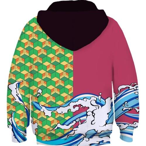 New Anime Demon Slayer Tomioka Giyuu Cosplay Costumes Sweatshirt Kids Child Hooded Hoodies Sportswear Casual Pullover Jacket