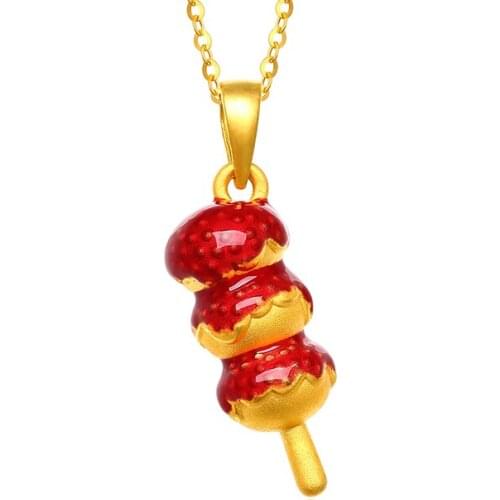 New 24K Yellow Gold Pendant Women 3D Hard Gold Sweet Necklace Pendant