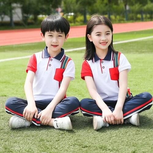 New Arrival Girl/boy School Uniform Clothing Sets Spring 2020 High Quality Childrens Fashion Color Sports Suit Shirt+tops+pants