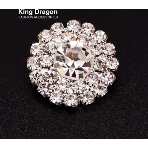 Rhinestone Button Crystal Button Alloy Button Shank Back 100pcs/lot 18MM Silver Color