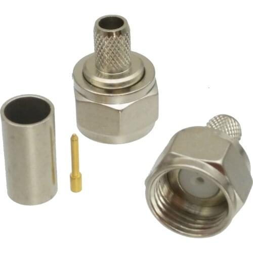 10pcs F TV male plug crimp For RG58 LMR195 RG142 RG400 Cable RF connector