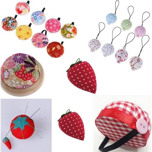 Tomatoes Strawberry Ball Shaped Shaped DIY Craft Needle Pin Cushion Holder Sewing Kit Pincushions Wrist Strap Home Sewing