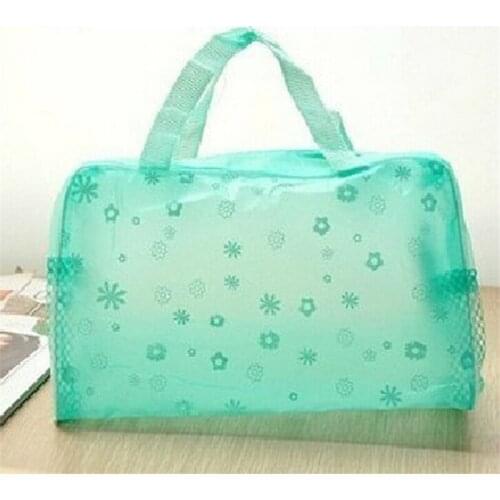 Transparent Waterproof Make Up Cosmetic Bags Women Ladies Flowers Floral Printing Bath Products Storage Bag 3070
