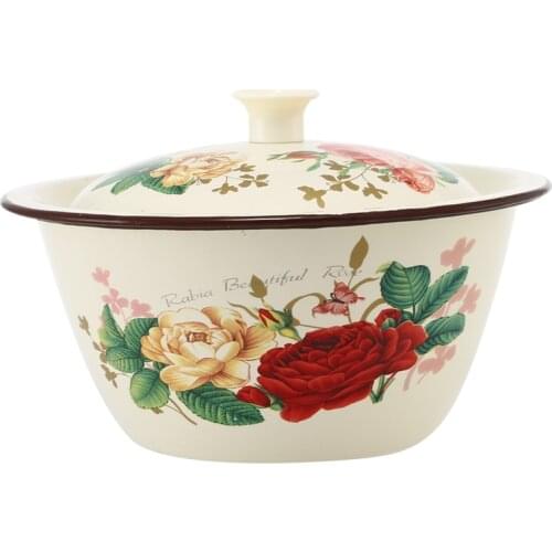 Variety of Styles of Enamel Bowls, Large Capacity Enamel Fingertip Bowls, Easy to Store Food Kitchen Dinnerware 1 PCS