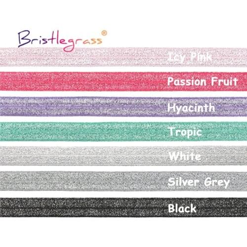 BRISTLEGRASS Combo 7 Yard 5/8" 15mm Silver Glitter Fold Over Elastics FOE Spandex Bands Tape Hair Tie Headband Dress Sewing Trim