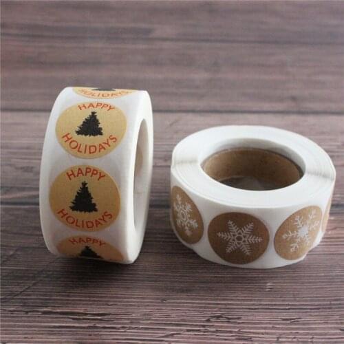 Christmas stickers tags business labels 1 inch 500 pcs per roll