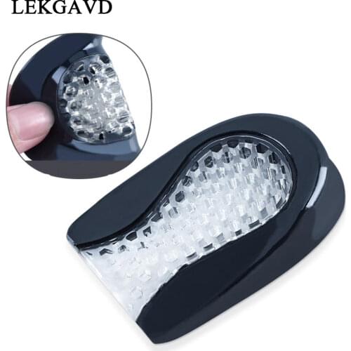 1 pair Silicone Gel Heel Pad for Shock Absorption Plantar Fasciitis Pain Relief Foot Care Insert Insole Height Increase Cup Cush