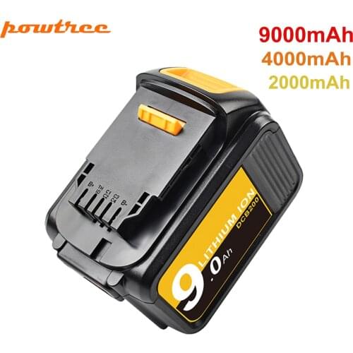 Powtree 18/20V 4.0/9.0Ah DCB200 Replacement Li-ion Battery For DeWalt MAX XR power tool 20V 9000mAh lithium Batteries DCB200 184