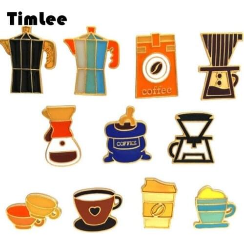 Timlee X171 Free shipping New Personality Retro Dripping Oil Coffee Machine Cup Pot Alloy Brooch Pins Fashion Jewelry wholesale
