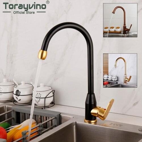 Torayvino Kitchen Faucet Space Aluminium Single Handle Single Hold Basin Sink Deck Mounted Faucets Hot & Cold Mixer Water Tap