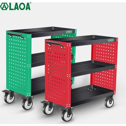 LAOA Three-layer Trolley Professional Tool Cart With Pegboard Thickened Hanging Board and Silent Wheel Cabinet Repair Trolley