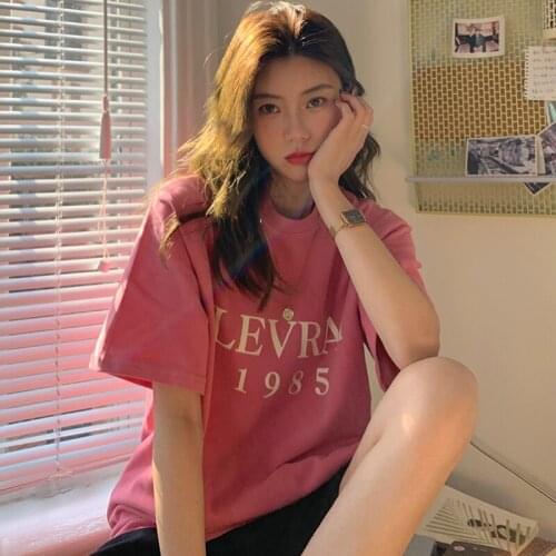 Womens T-shirts Tops Japanese Kawaii Ladies Ulzzang Casual Loose Letter Print Tshirt Female Korean Harajuku Clothes For Women