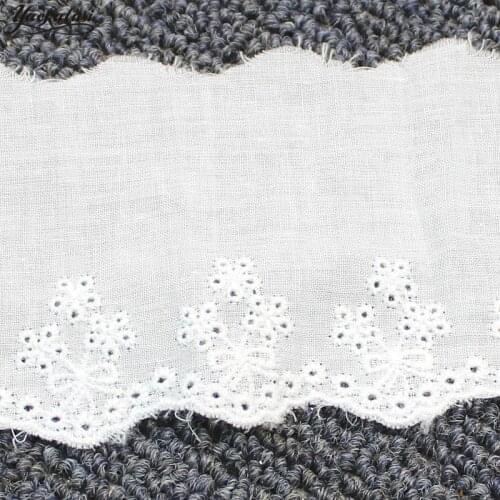 YACKALASI 100% Swiss Cotton Voile Eyelet Embroidered Lace Ribbon Swiss Cotton Voile Sewing Apparel Trims Appliqued White 6CM