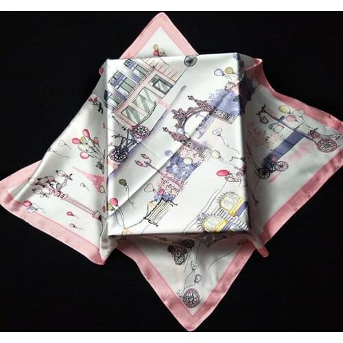 2020 70x70 Castle balloon Multipurpose women Silk twill scarf Satin square tie Hairband ladies foulard femme towel bufanda shawl