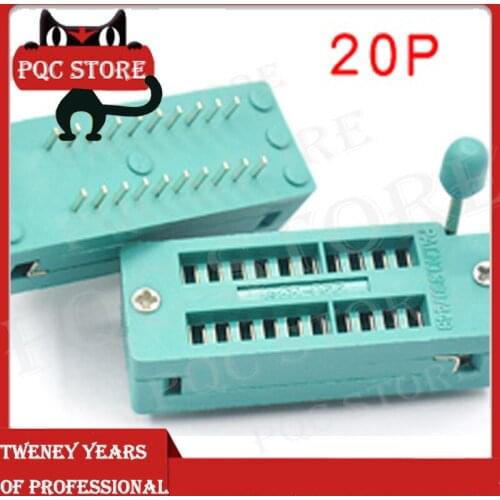 20Pin 2.54 MM Green DIP Universal ZIF IC Socket Test Solder Type IC lock seat zif socket