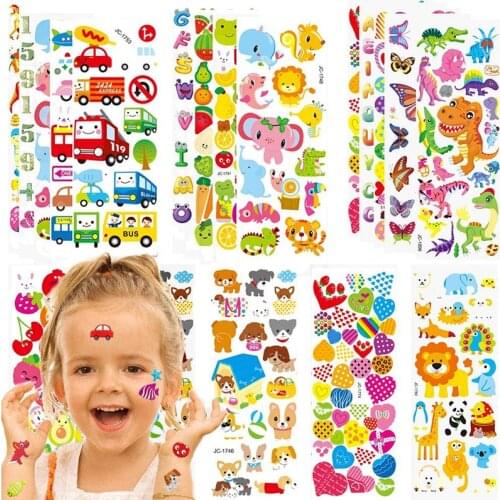 20 Sheets 3D Stickers For Kids Children Waterproof PVC DIY Toys Cartoon Dinosaur Princess Bubble Puffy Stickers Boys Girls Gifts