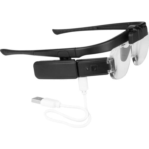 4.5X Magnifying Headset with LED Light Magnifying Glass Head Mounted Jewelry Loupe Magnifier with Multiple Lens 2 LED Lights