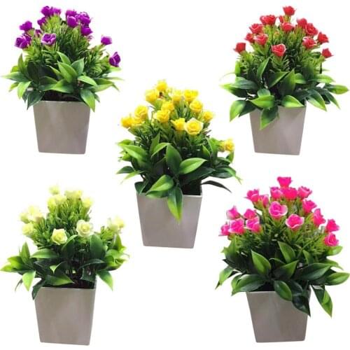 40%HOTArtificial Flower Delicate Environmental Plastic Mini Faux Potted Plants for Home