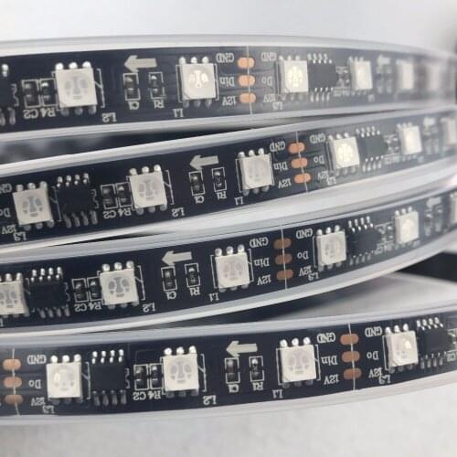 5m DC12V WS2811 300LEDs (20pixes/m) led digital strip;waterproof in silicon tube;IP66;BLACK PCB;3LEDs as one pixel