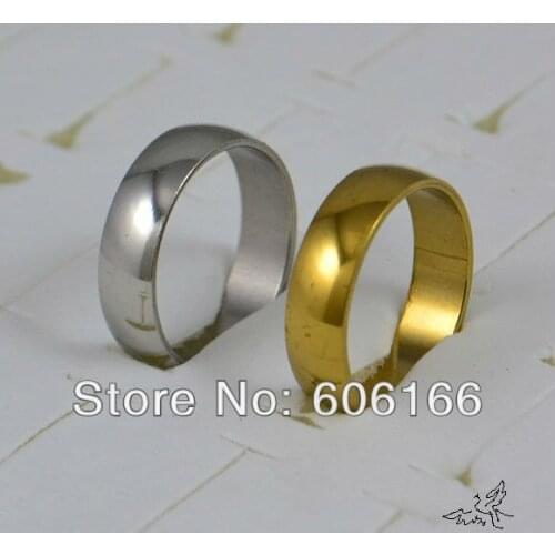 50pcs 6mm Wedding Engagement Ring Mix Size Gold and Silver Tone Polishing Dome Half Round Stainless Steel Rings Fashion Jewelry