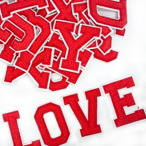 Large Red Towel English letter Patches for Clothes Embroidery Appliques Child Women Clothing Accessories Badges