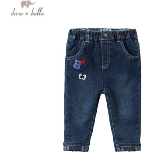 DBW15105 dave bella winter baby boys fashion cartoon letter pants children full length kids pants infant toddler trousers