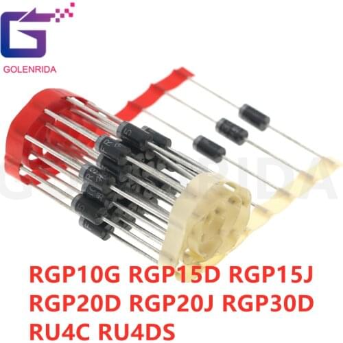 50PCS DIODE DIP RGP10G RGP15D RGP15J RGP20D RGP20J RGP30D RU4C RU4DS