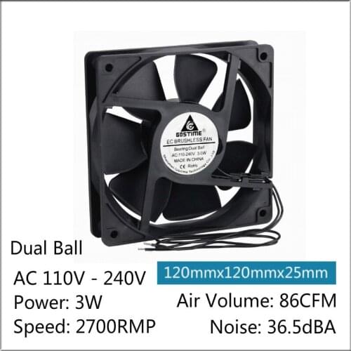 Gdstime 1 Piece 120*120*25mm EC Cooler Brushless Cooling Fan 120mm x 25mm 12cm Ball Bearing 3W AC 110V 120V 220V 240V 12025B