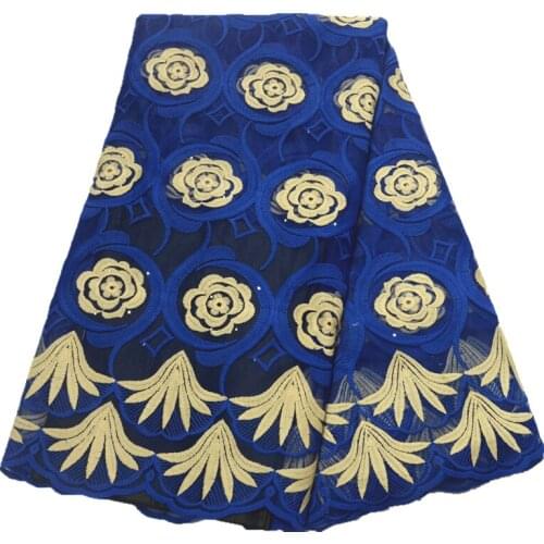Blue african lace fabric french lace fabric with stones 5yards african fabric latest 2019 nigerian lace fabrics